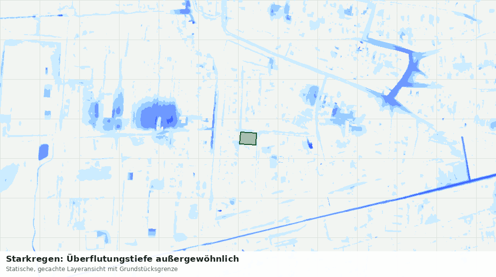 Statische Kartenansicht: Starkregen: Überflutungstiefe außergewöhnlich