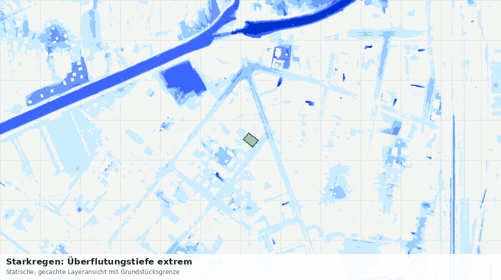 Statische Kartenansicht: Starkregen: Überflutungstiefe extrem