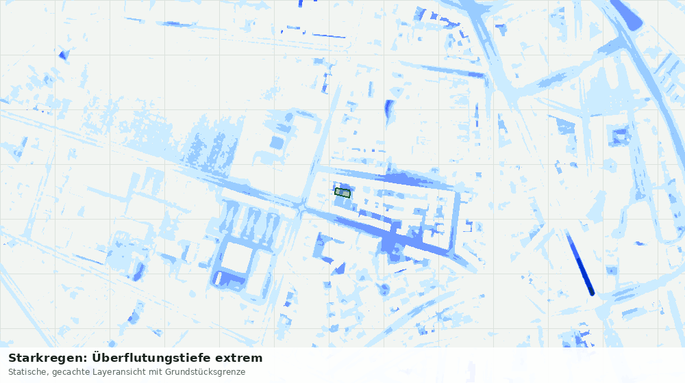 Statische Kartenansicht: Starkregen: Überflutungstiefe extrem