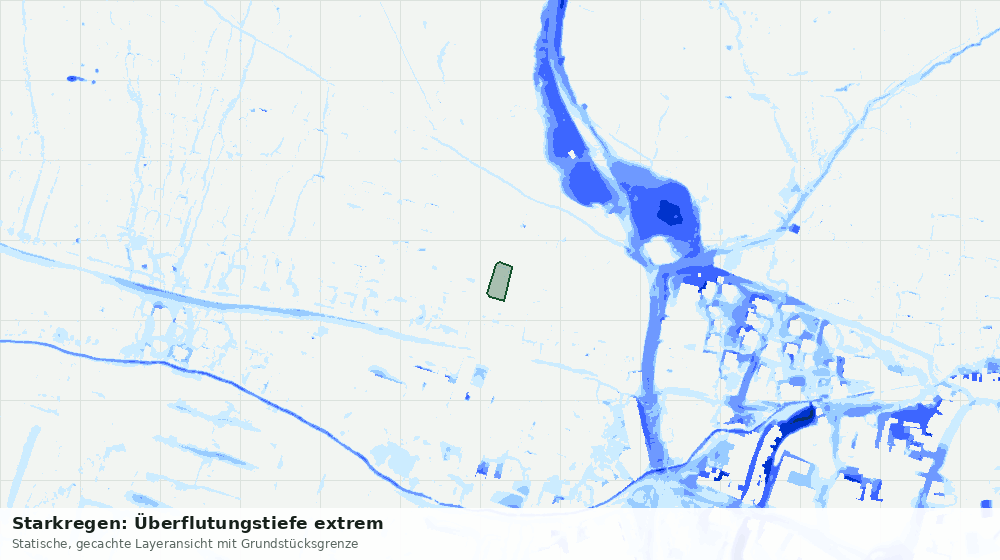 Statische Kartenansicht: Starkregen: Überflutungstiefe extrem