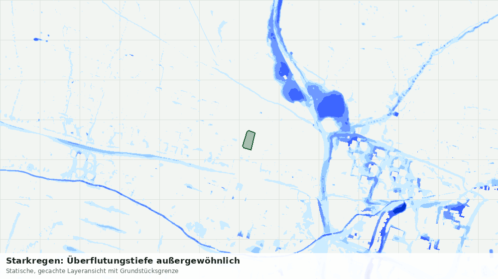 Statische Kartenansicht: Starkregen: Überflutungstiefe außergewöhnlich
