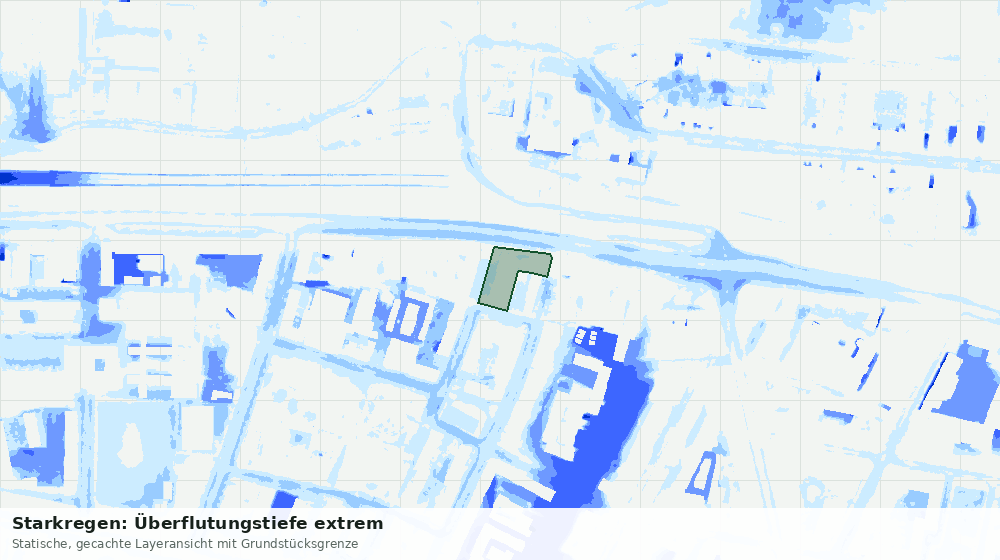 Statische Kartenansicht: Starkregen: Überflutungstiefe extrem