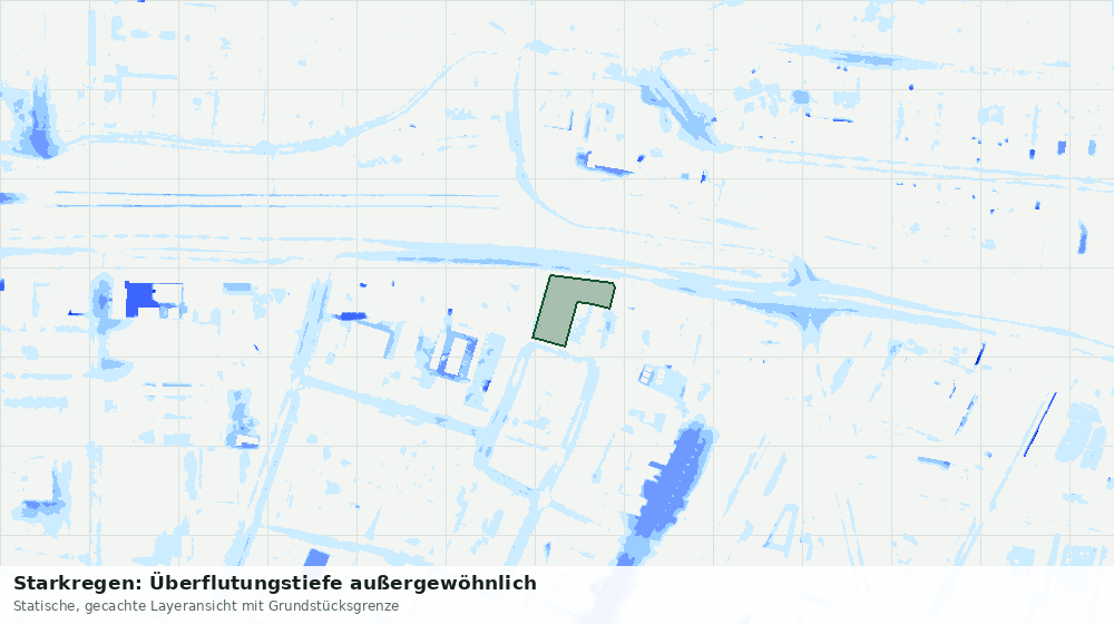 Statische Kartenansicht: Starkregen: Überflutungstiefe außergewöhnlich
