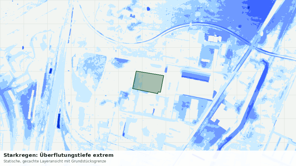 Statische Kartenansicht: Starkregen: Überflutungstiefe extrem