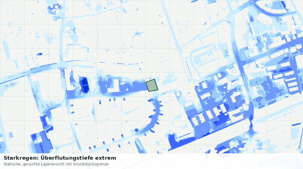 Statische Kartenansicht: Starkregen: Überflutungstiefe extrem