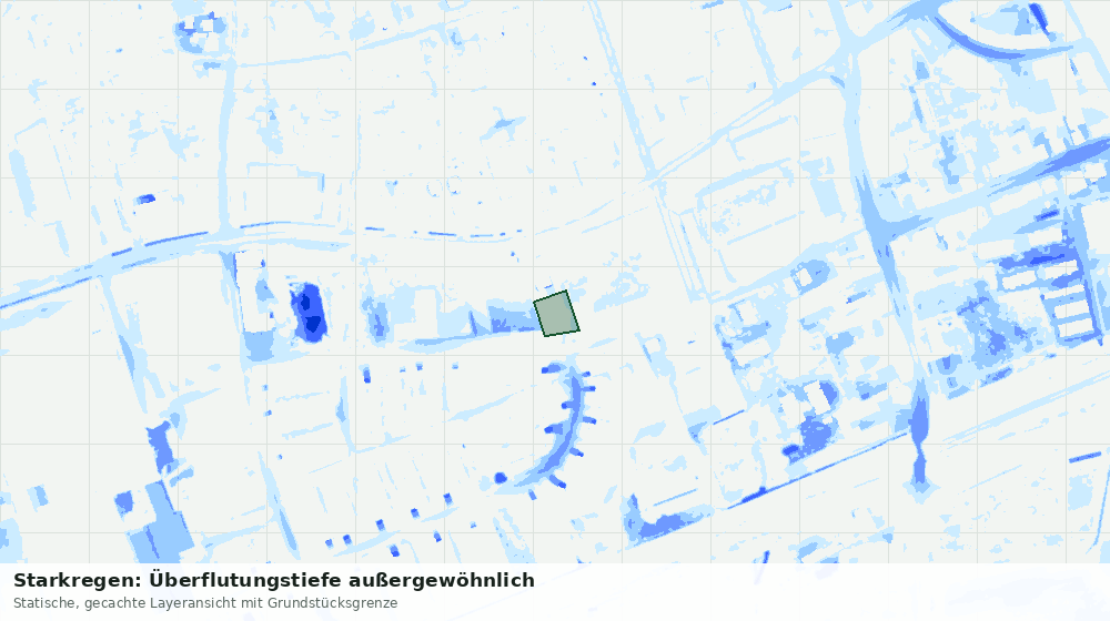 Statische Kartenansicht: Starkregen: Überflutungstiefe außergewöhnlich