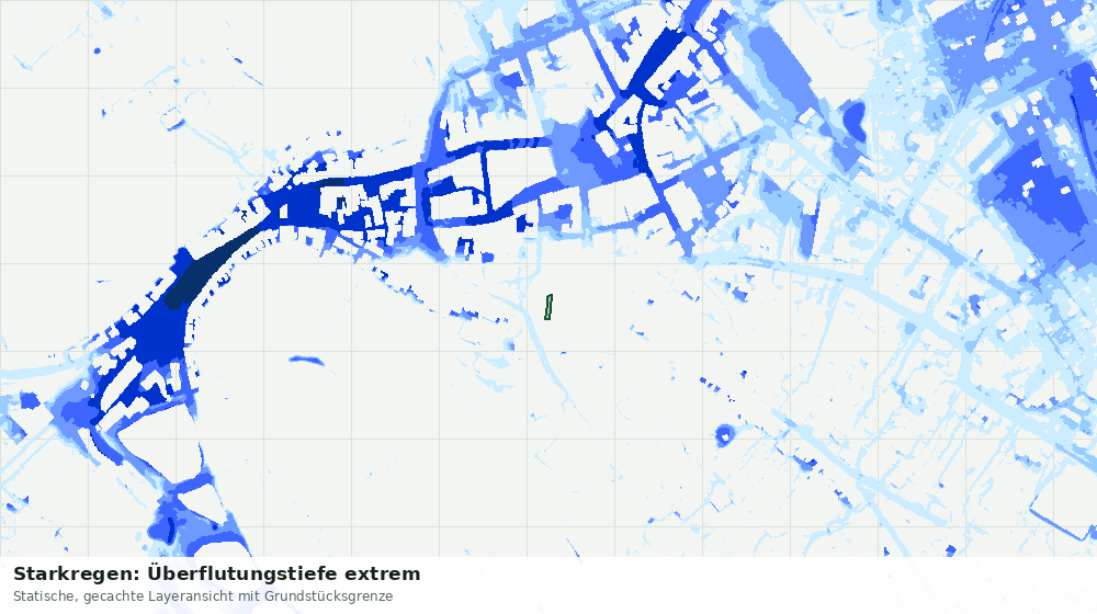 Statische Kartenansicht: Starkregen: Überflutungstiefe extrem