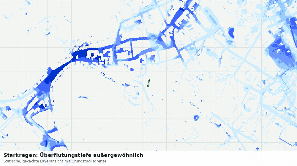 Statische Kartenansicht: Starkregen: Überflutungstiefe außergewöhnlich