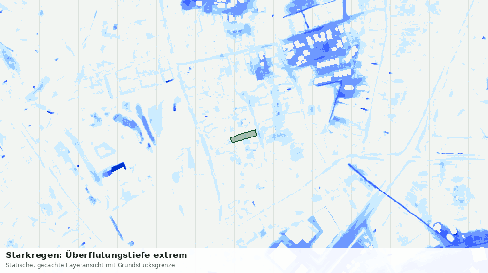 Statische Kartenansicht: Starkregen: Überflutungstiefe extrem