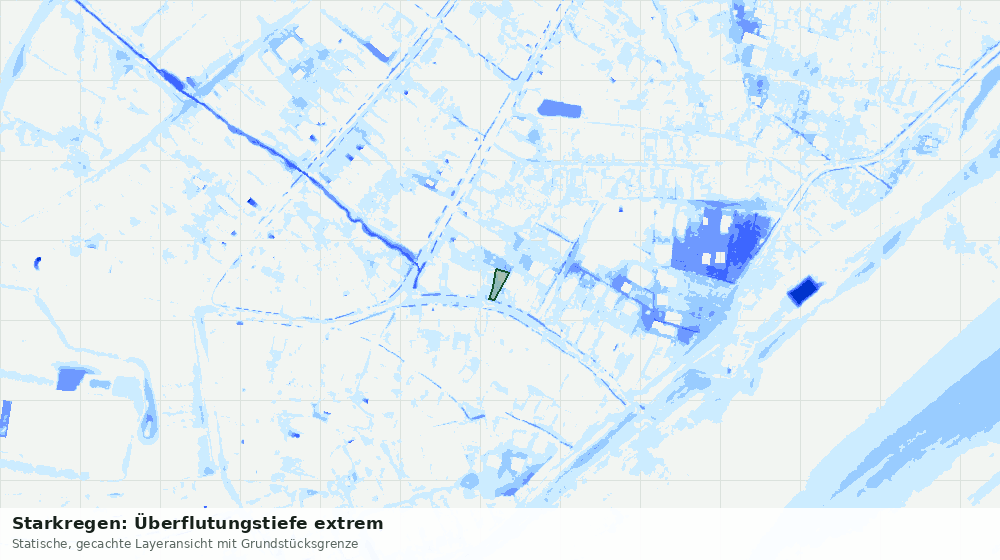 Statische Kartenansicht: Starkregen: Überflutungstiefe extrem