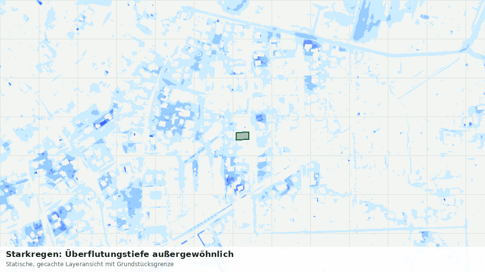 Statische Kartenansicht: Starkregen: Überflutungstiefe außergewöhnlich