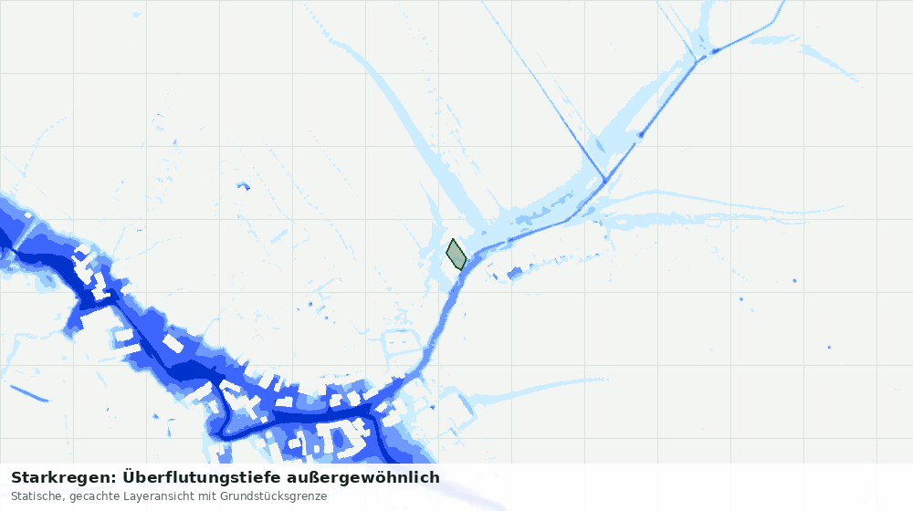Statische Kartenansicht: Starkregen: Überflutungstiefe außergewöhnlich