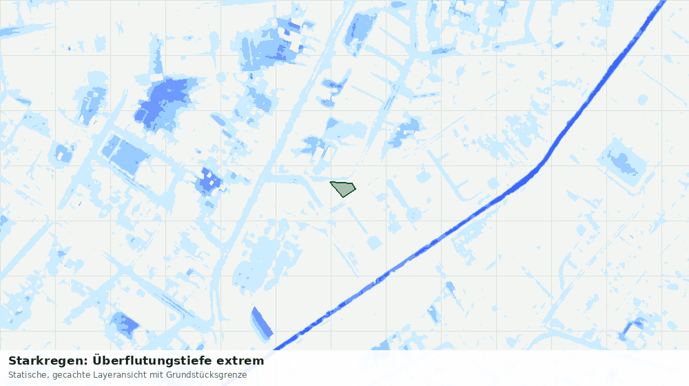 Statische Kartenansicht: Starkregen: Überflutungstiefe extrem