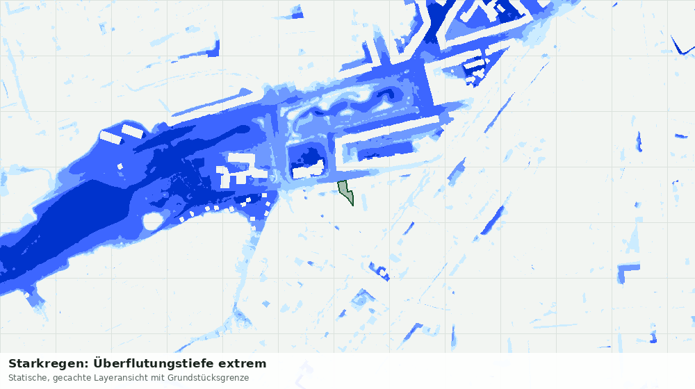 Statische Kartenansicht: Starkregen: Überflutungstiefe extrem