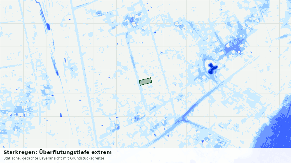 Statische Kartenansicht: Starkregen: Überflutungstiefe extrem