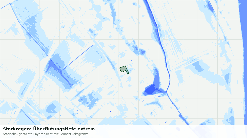 Statische Kartenansicht: Starkregen: Überflutungstiefe extrem
