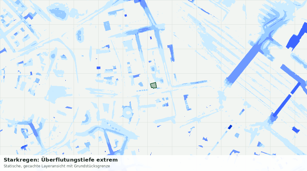 Statische Kartenansicht: Starkregen: Überflutungstiefe extrem