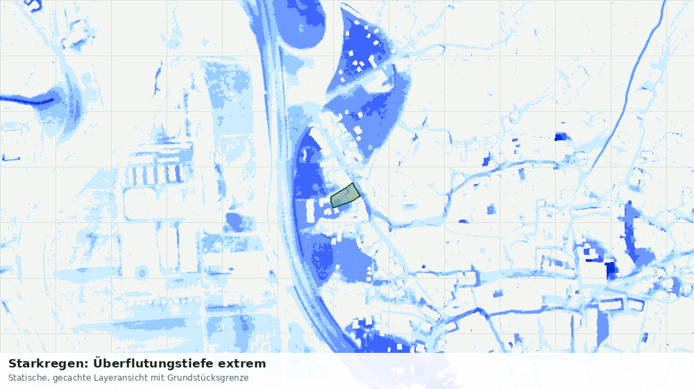 Statische Kartenansicht: Starkregen: Überflutungstiefe extrem