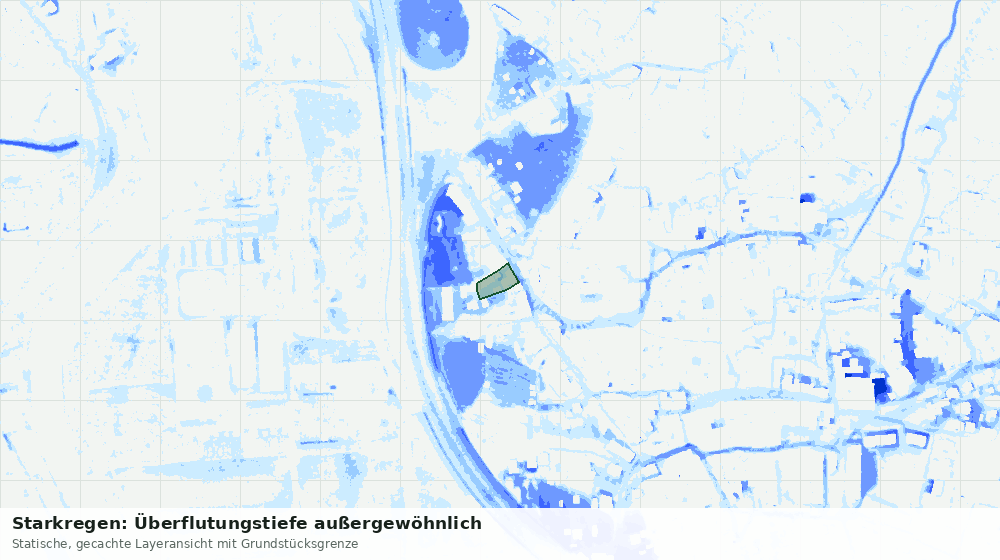 Statische Kartenansicht: Starkregen: Überflutungstiefe außergewöhnlich