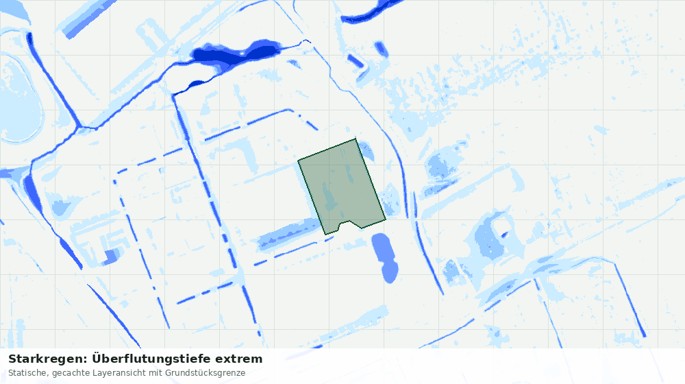 Statische Kartenansicht: Starkregen: Überflutungstiefe extrem