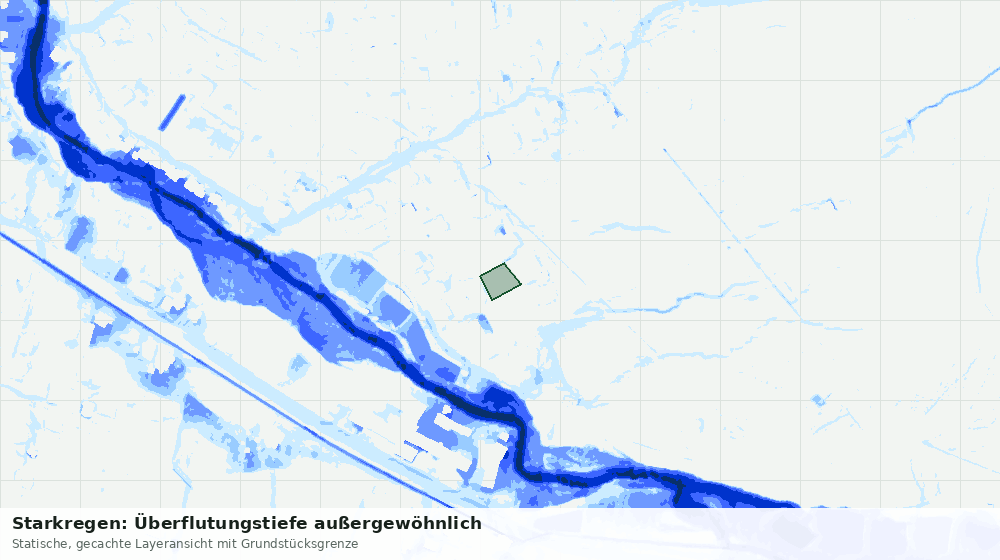 Statische Kartenansicht: Starkregen: Überflutungstiefe außergewöhnlich