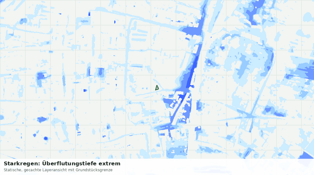 Statische Kartenansicht: Starkregen: Überflutungstiefe extrem