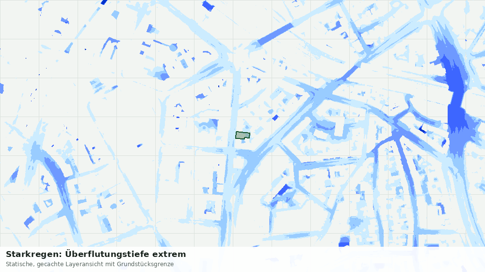 Statische Kartenansicht: Starkregen: Überflutungstiefe extrem