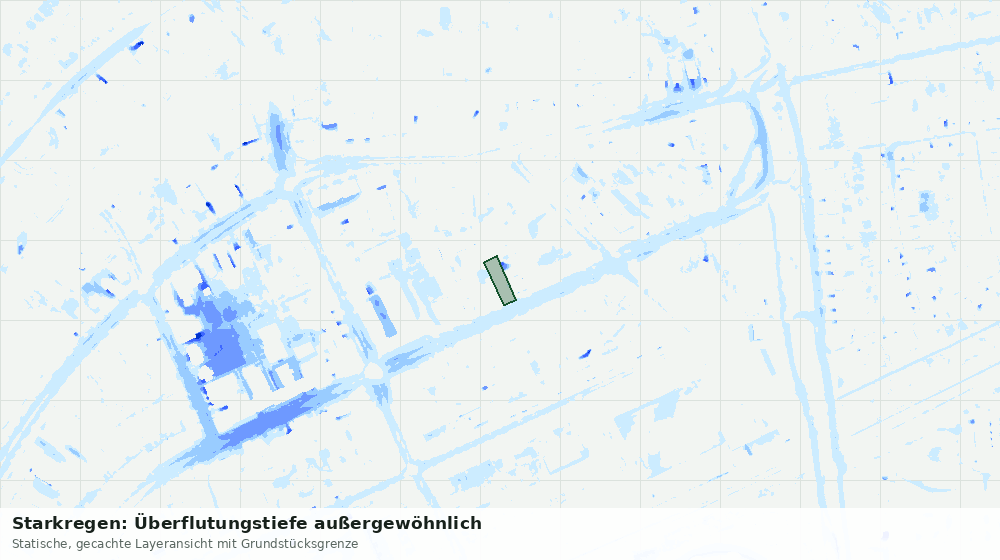 Statische Kartenansicht: Starkregen: Überflutungstiefe außergewöhnlich