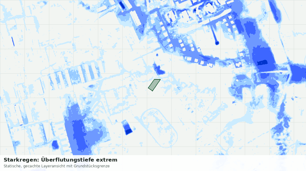 Statische Kartenansicht: Starkregen: Überflutungstiefe extrem