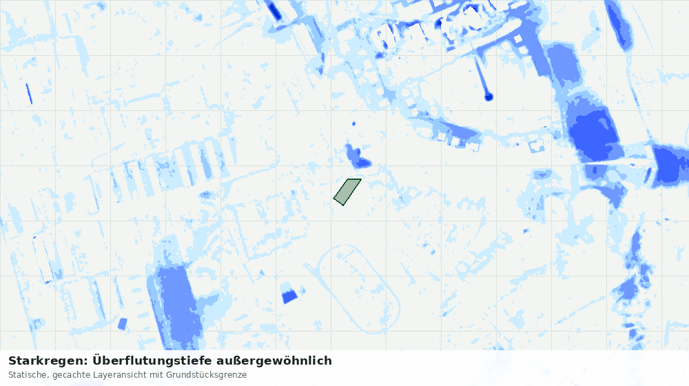 Statische Kartenansicht: Starkregen: Überflutungstiefe außergewöhnlich