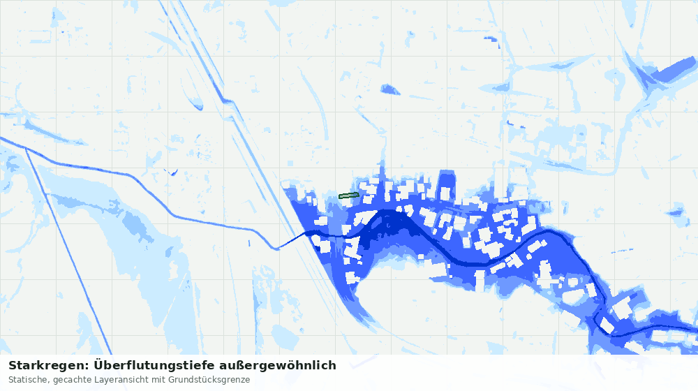 Statische Kartenansicht: Starkregen: Überflutungstiefe außergewöhnlich
