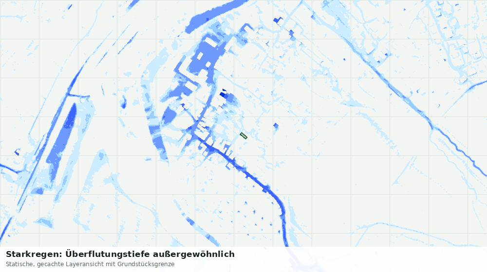 Statische Kartenansicht: Starkregen: Überflutungstiefe außergewöhnlich
