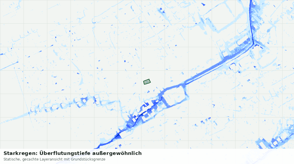 Statische Kartenansicht: Starkregen: Überflutungstiefe außergewöhnlich