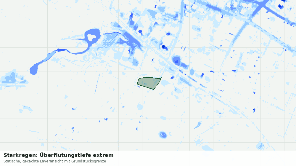 Statische Kartenansicht: Starkregen: Überflutungstiefe extrem