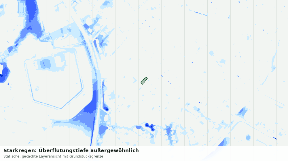 Statische Kartenansicht: Starkregen: Überflutungstiefe außergewöhnlich