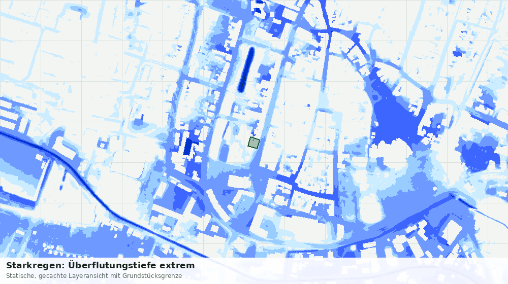 Statische Kartenansicht: Starkregen: Überflutungstiefe extrem