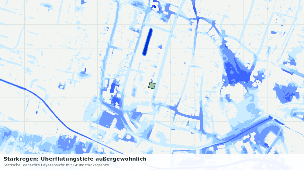 Statische Kartenansicht: Starkregen: Überflutungstiefe außergewöhnlich