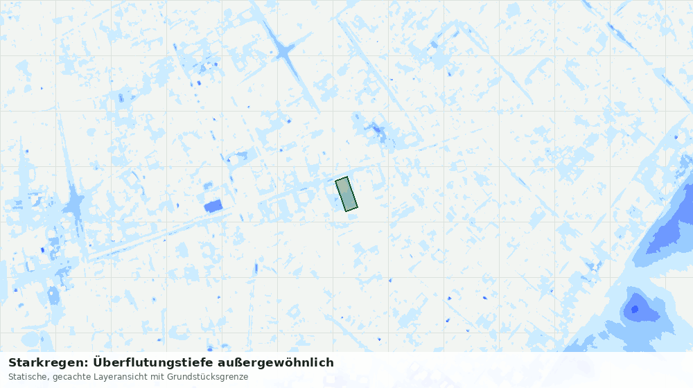 Statische Kartenansicht: Starkregen: Überflutungstiefe außergewöhnlich