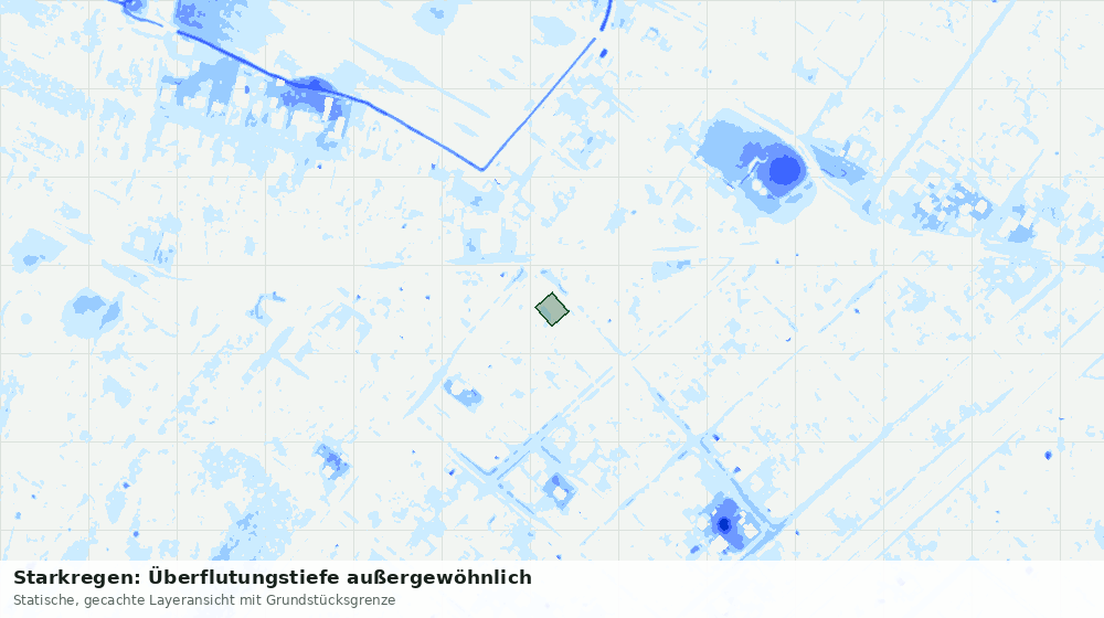 Statische Kartenansicht: Starkregen: Überflutungstiefe außergewöhnlich