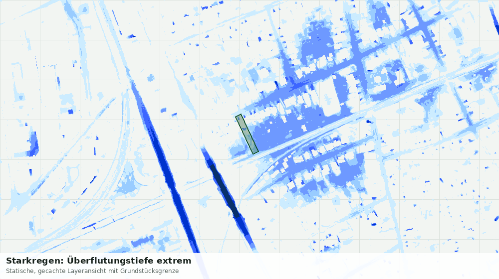 Statische Kartenansicht: Starkregen: Überflutungstiefe extrem
