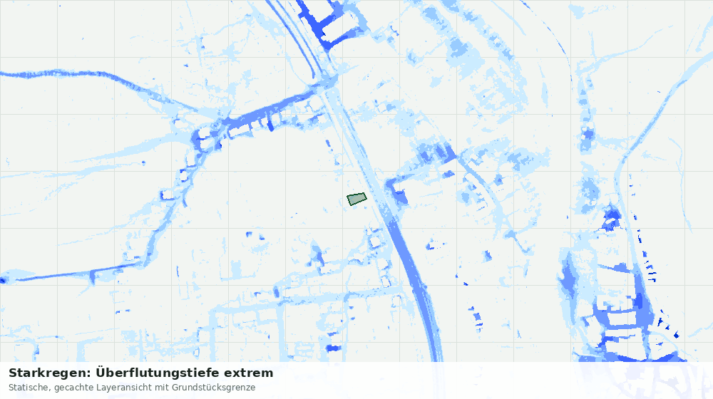Statische Kartenansicht: Starkregen: Überflutungstiefe extrem