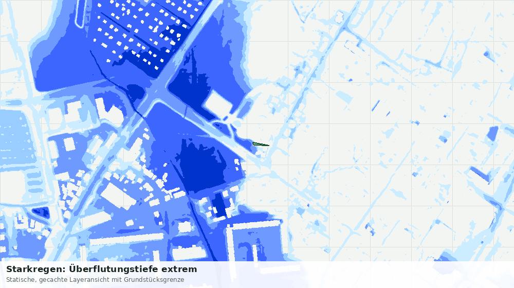 Statische Kartenansicht: Starkregen: Überflutungstiefe extrem