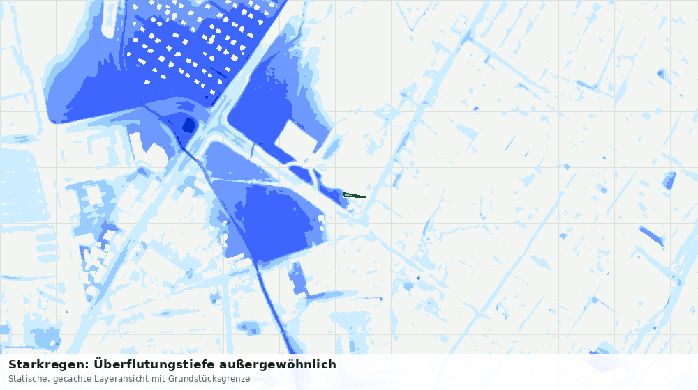 Statische Kartenansicht: Starkregen: Überflutungstiefe außergewöhnlich
