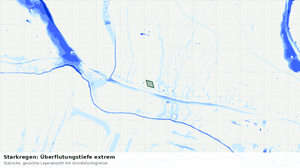 Statische Kartenansicht: Starkregen: Überflutungstiefe extrem