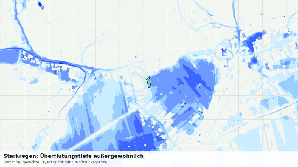 Statische Kartenansicht: Starkregen: Überflutungstiefe außergewöhnlich