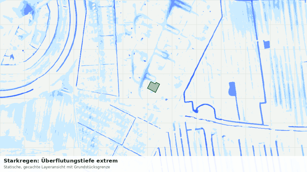 Statische Kartenansicht: Starkregen: Überflutungstiefe extrem