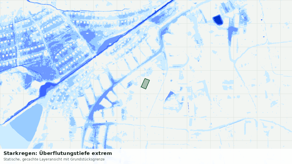 Statische Kartenansicht: Starkregen: Überflutungstiefe extrem