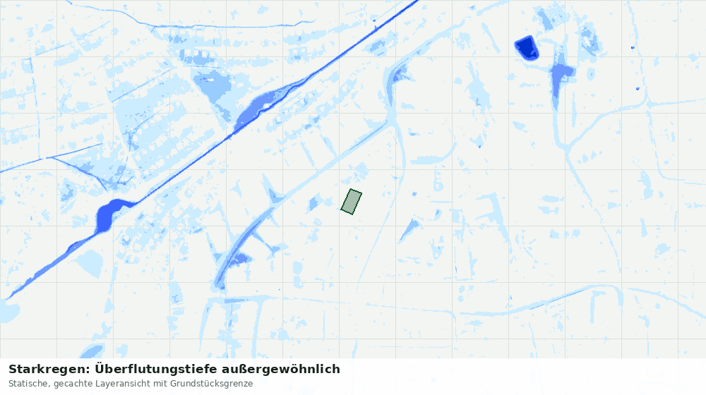 Statische Kartenansicht: Starkregen: Überflutungstiefe außergewöhnlich