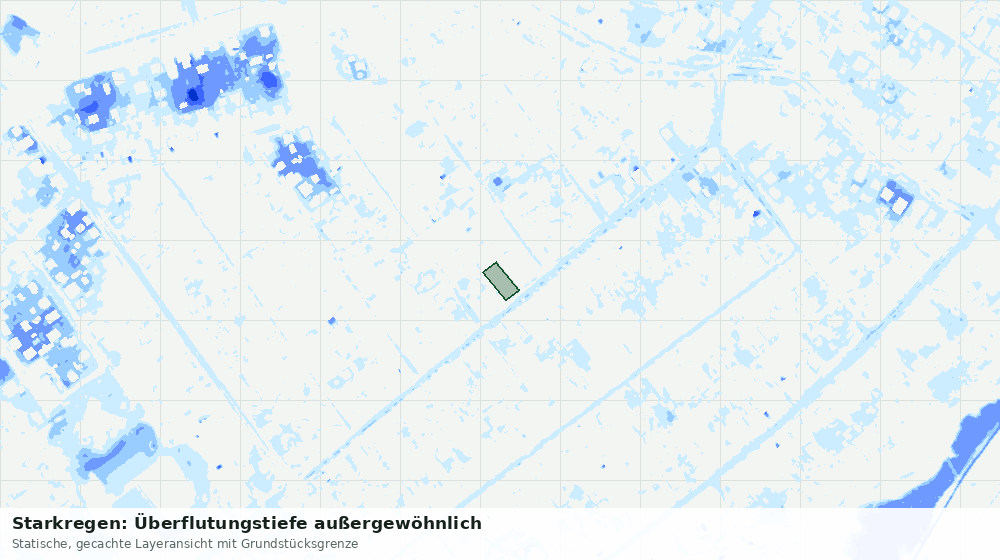 Statische Kartenansicht: Starkregen: Überflutungstiefe außergewöhnlich