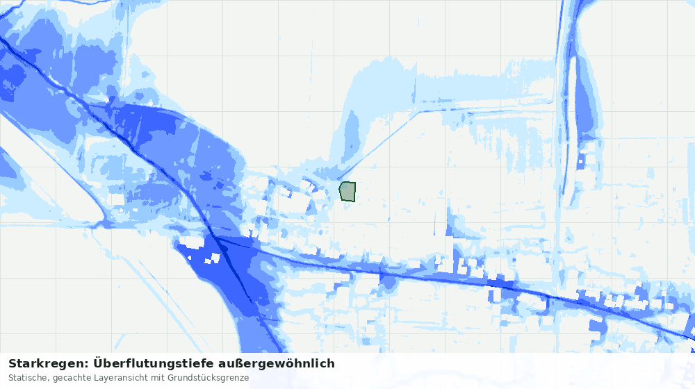 Statische Kartenansicht: Starkregen: Überflutungstiefe außergewöhnlich
